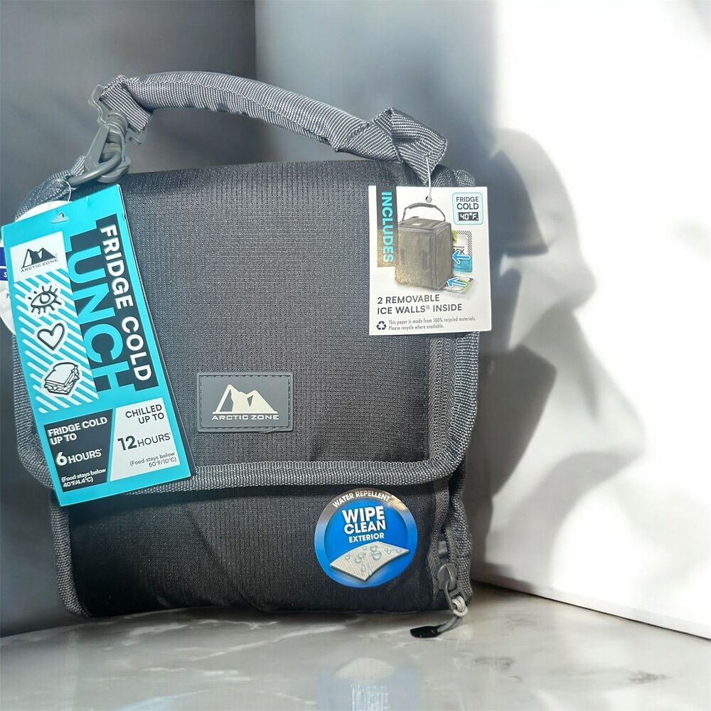 Arctic Zone Black Fridge Cold‎ Lunch Travel Bag NWT